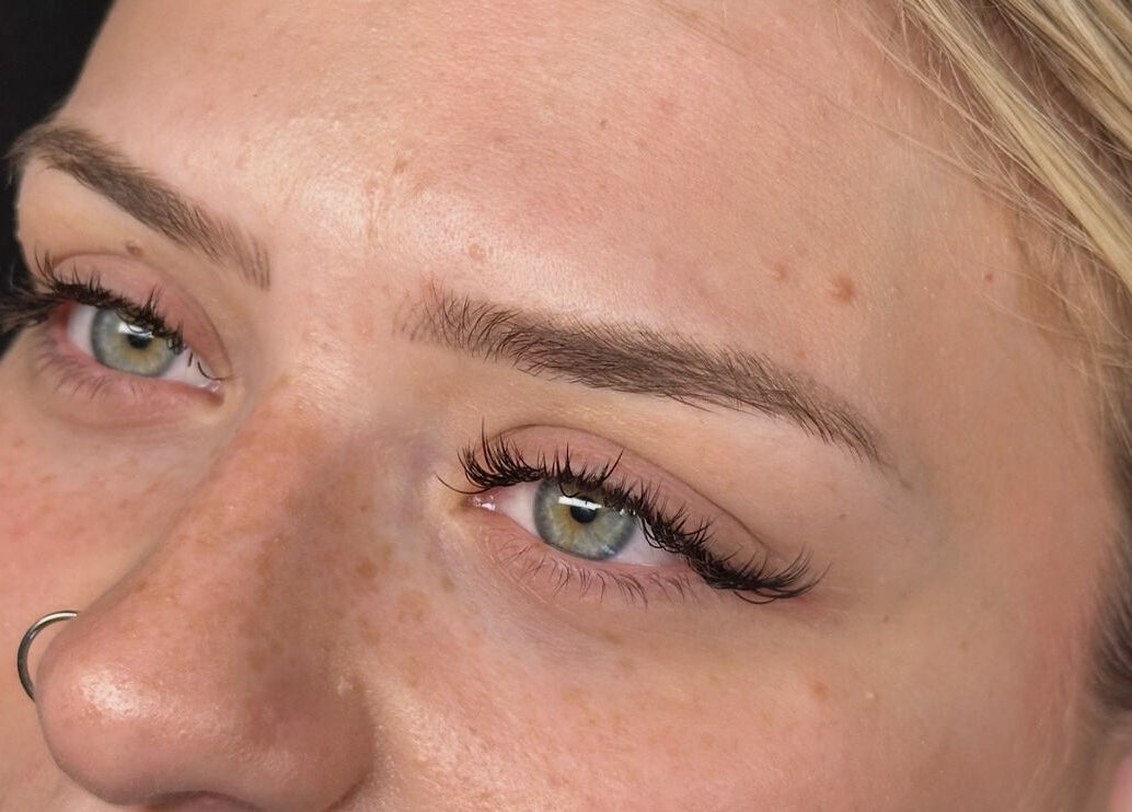 Close-up of lush eyelash extensions at All Eyes On U, Melbourne, Victoria, AU.