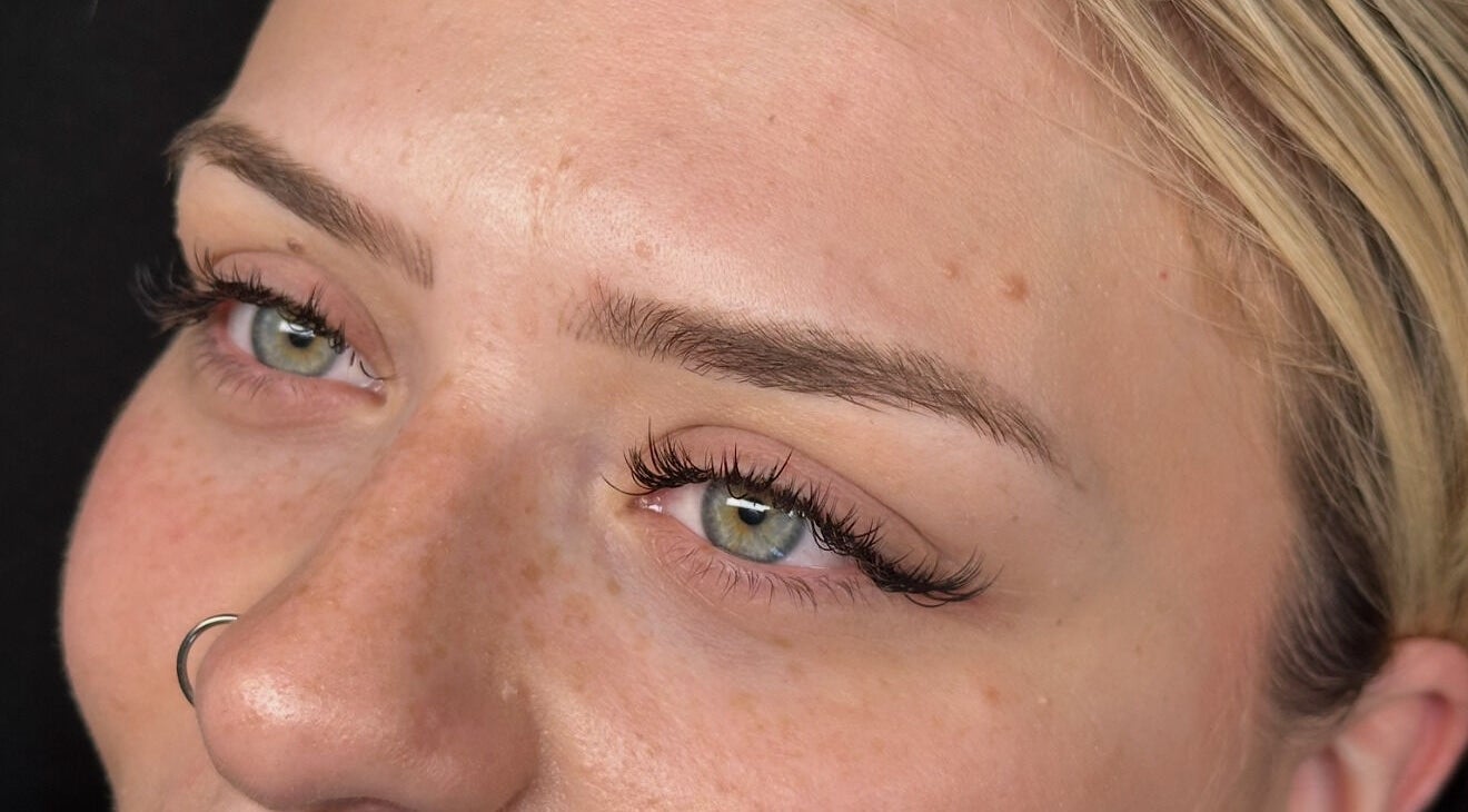 Close-up of lush eyelash extensions at All Eyes On U, Melbourne, Victoria, AU.