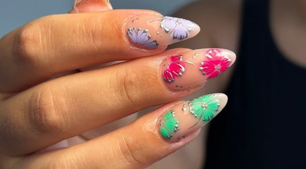 Vibrant floral nail art design at Ac Beauty Nails, Birkenhead, England, GB.