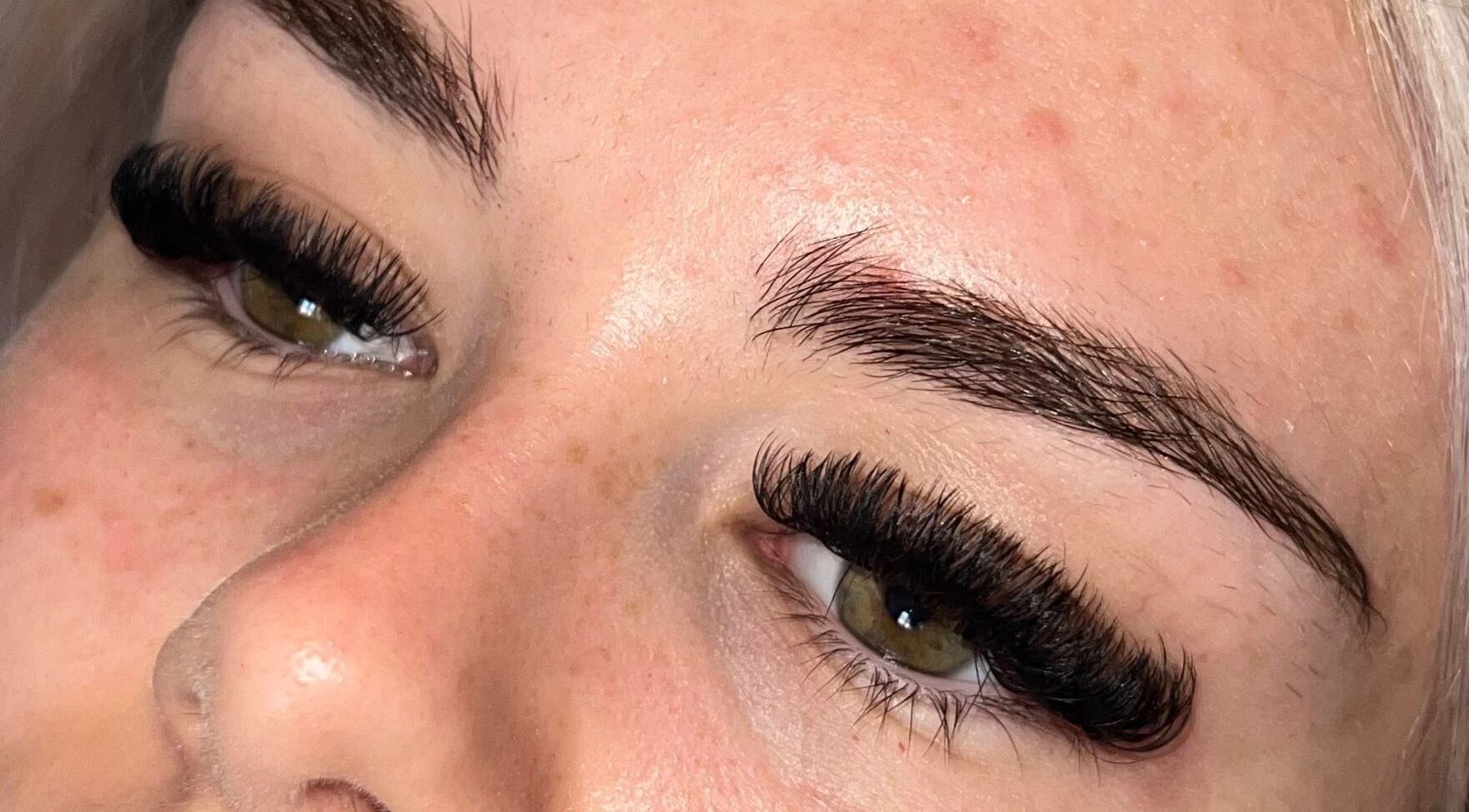 Close-up of eyelash extensions by by.elliemagee in Hebburn, England, GB enhancing natural beauty.