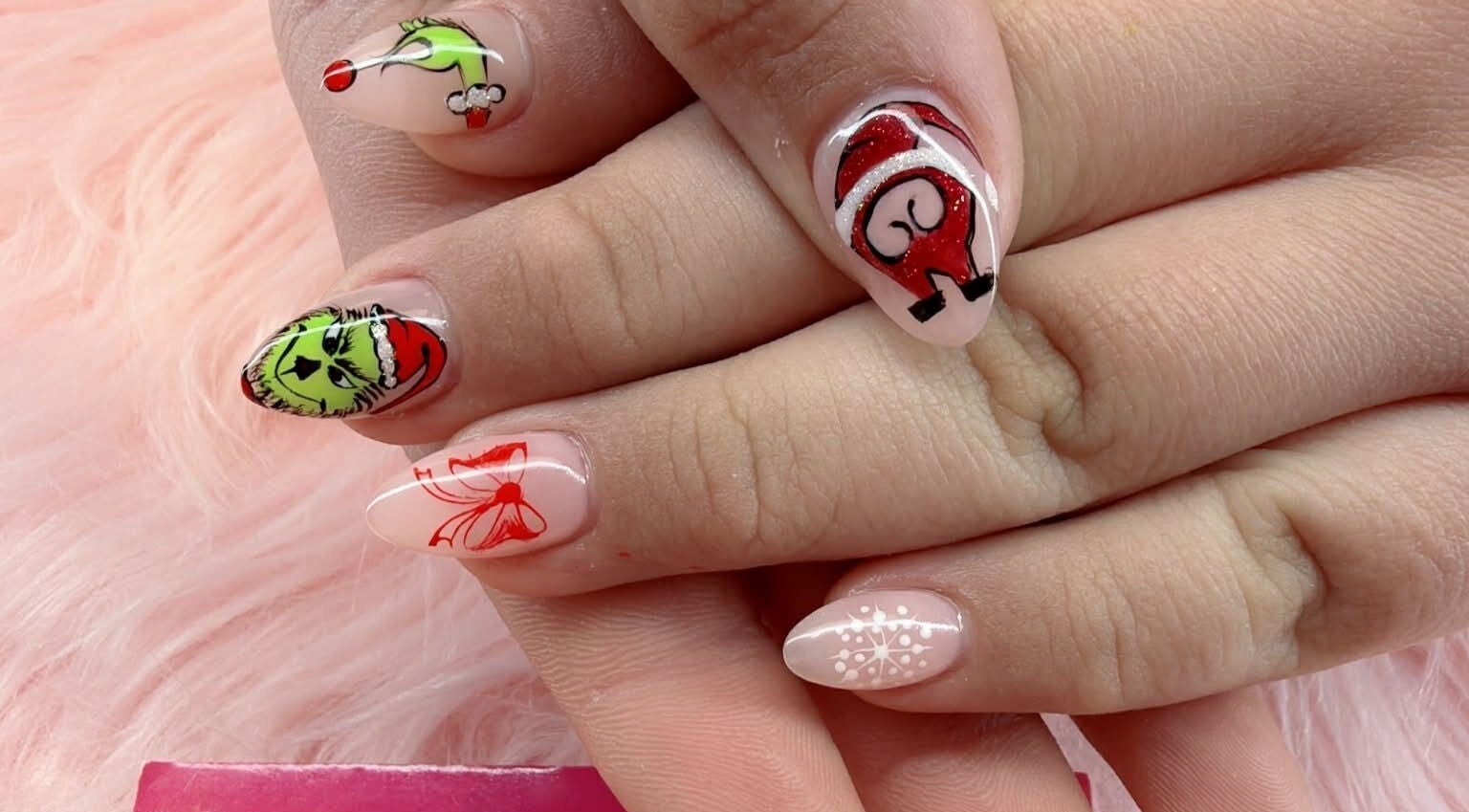 Festive nail art design at Sherwood Nails and Spa in Sherwood Park, Alberta, CA.