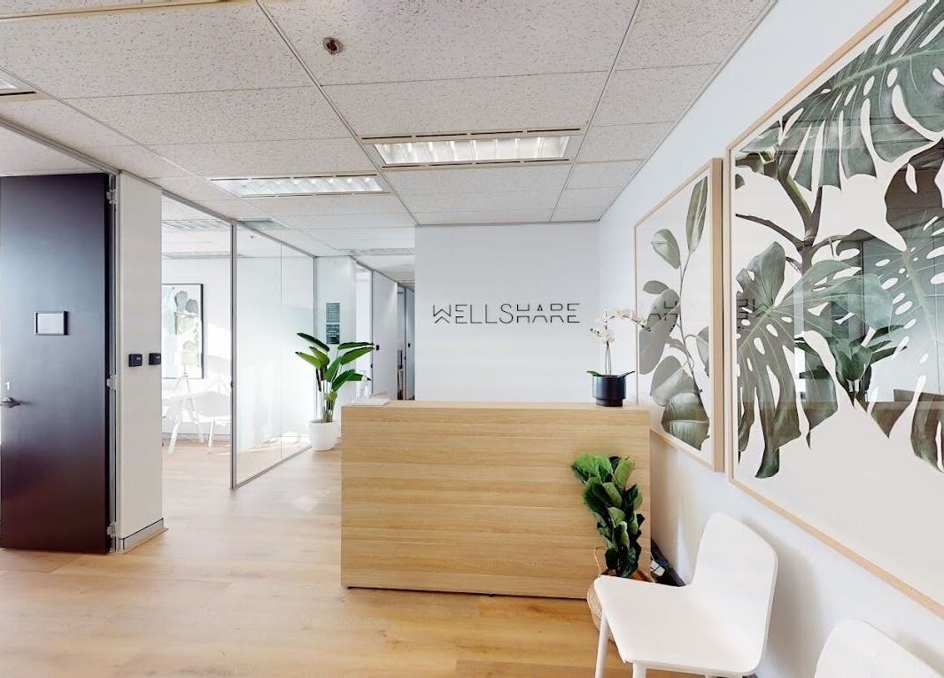 Elegant reception area at Fancy Lash - Bondi Junction featuring stylish decor in Bondi Junction, New South Wales, AU.