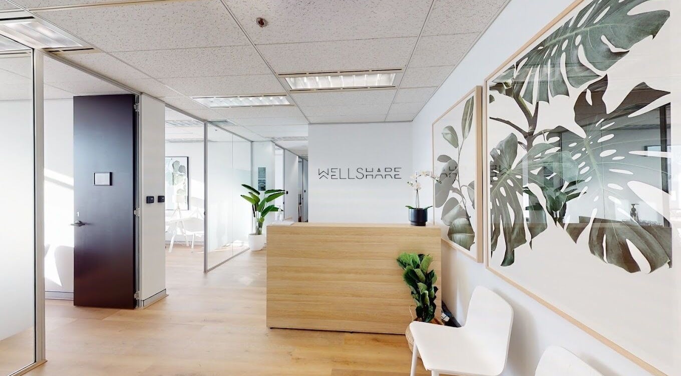 Elegant reception area at Fancy Lash - Bondi Junction featuring stylish decor in Bondi Junction, New South Wales, AU.