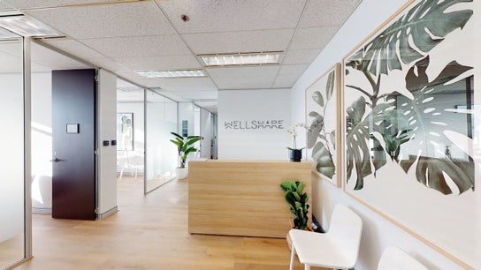 Elegant reception area at Fancy Lash - Bondi Junction featuring stylish decor in Bondi Junction, New South Wales, AU.