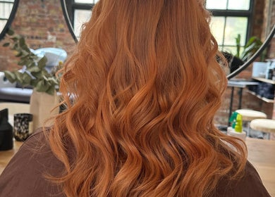 Auburn hair styled in waves at boo.colourist - East London in London, England, GB salon.
