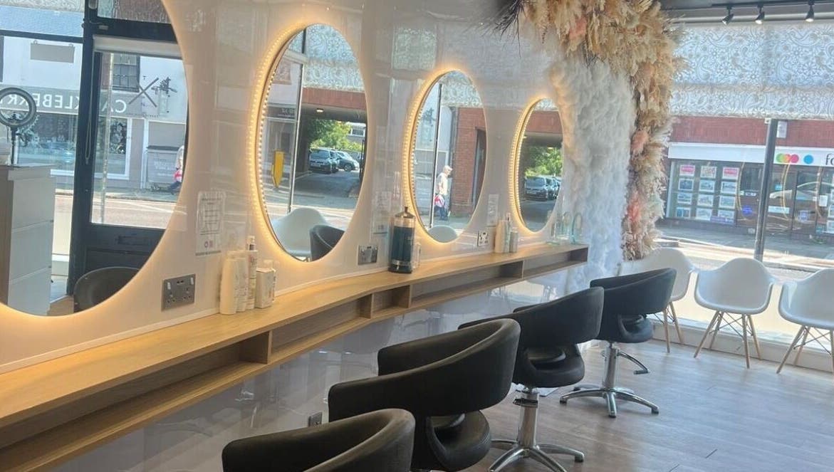 XTEND With Style salon mirrors and seating in Fareham, England, GB, showcasing modern elegance.