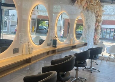 XTEND With Style salon mirrors and seating in Fareham, England, GB, showcasing modern elegance.