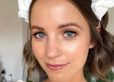 Close-up of woman with radiant makeup at Spring Racing Carnival Bookings - PRAHRAN, Prahran, Victoria, AU.