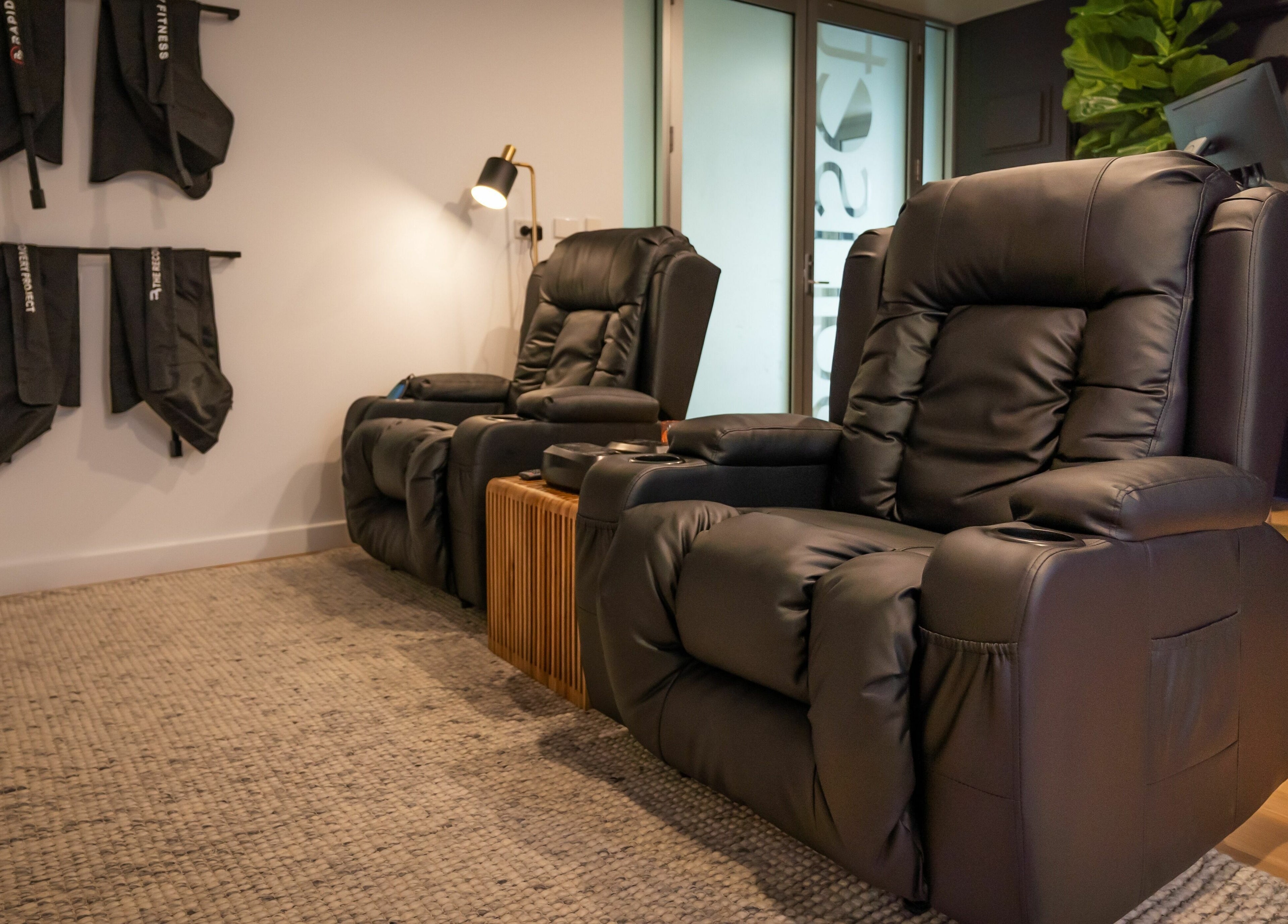 Comfortable recliners at Recovery Room Seaspray in Zilzie, Queensland, AU offer ultimate relaxation.