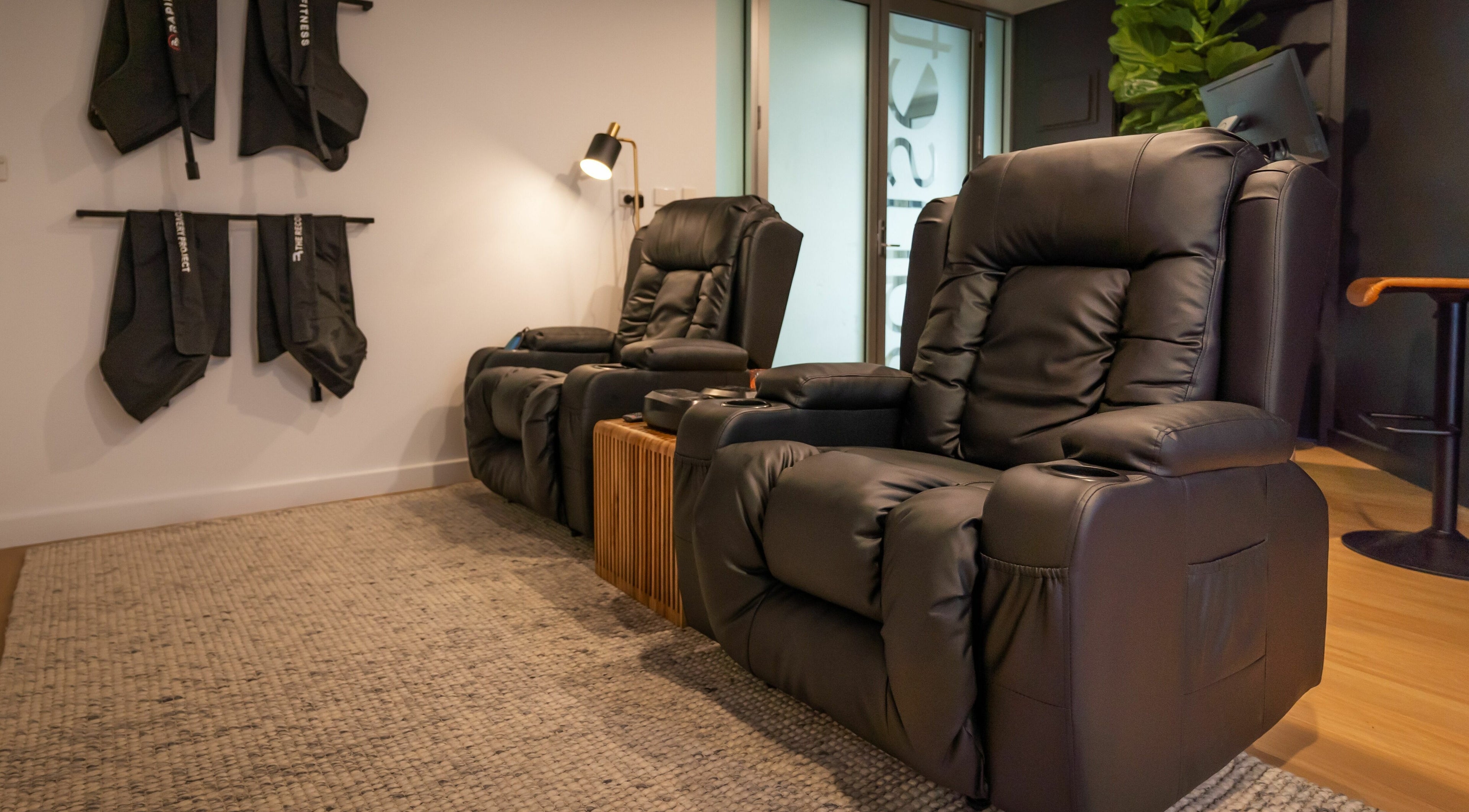 Comfortable recliners at Recovery Room Seaspray in Zilzie, Queensland, AU offer ultimate relaxation.
