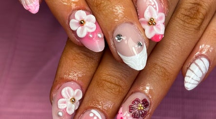 Intricate floral nail art design at Beauty by Lauren F, Belfast, Northern Ireland, GB.