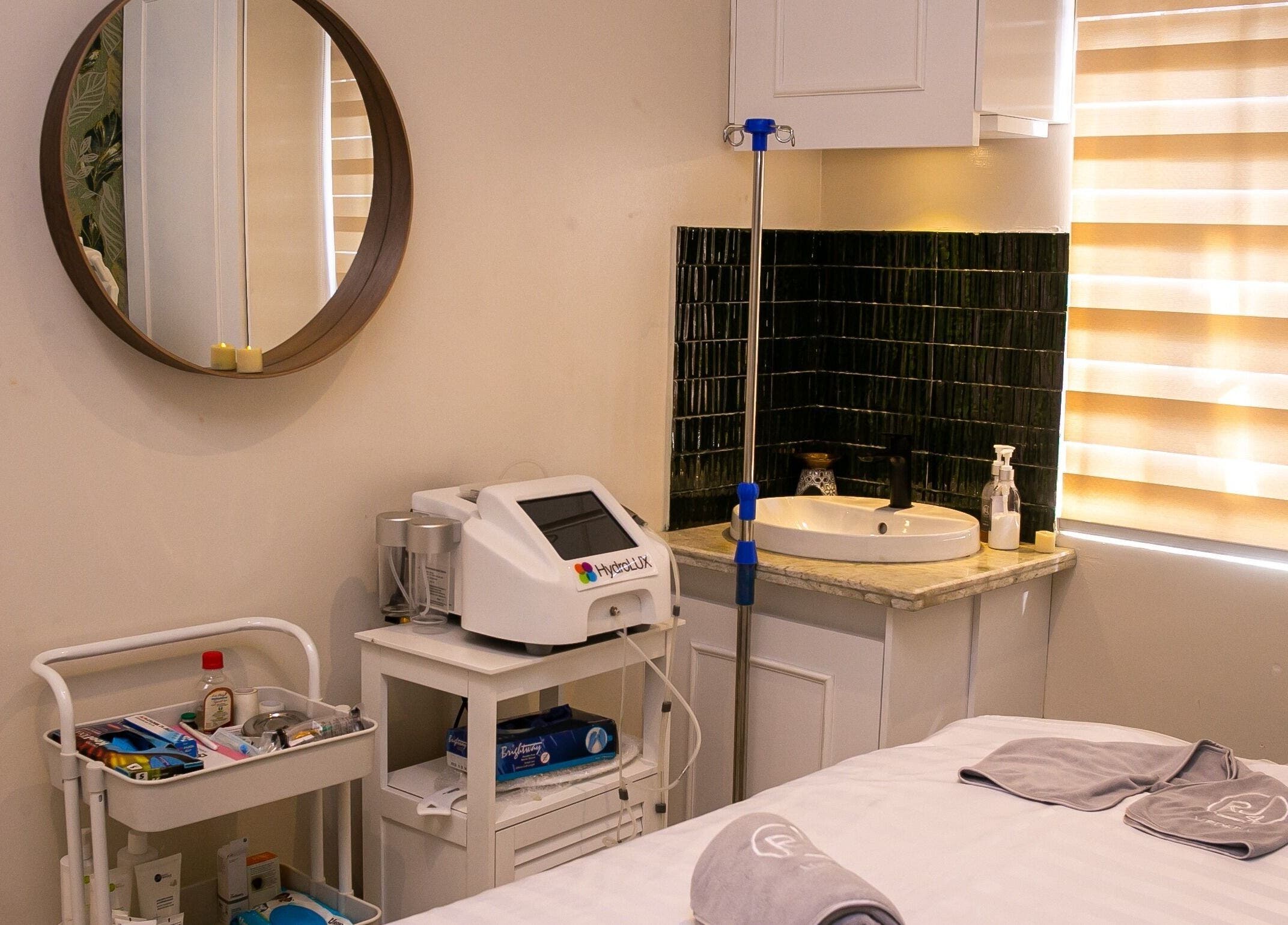 Tranquil treatment room at The Medspa at Rj4, Lagos, Lagos, NG, featuring modern equipment and elegant decor.