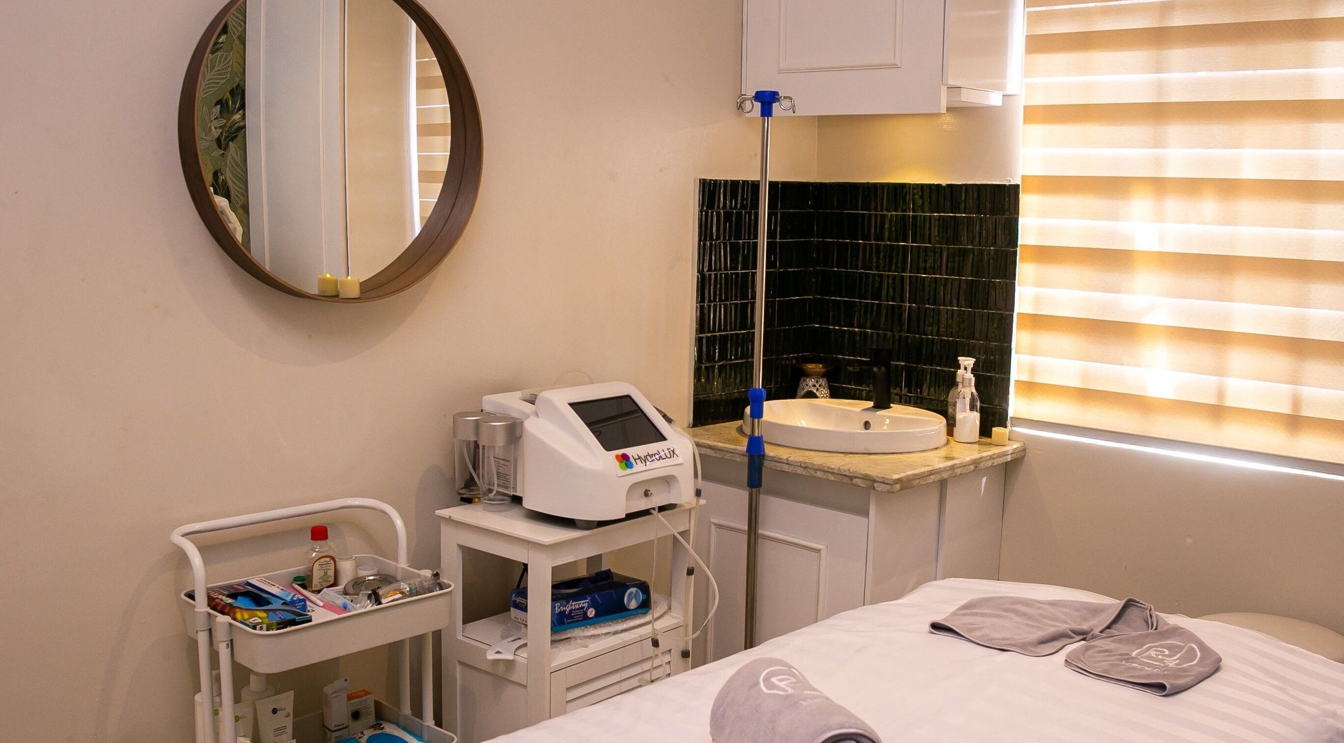 Tranquil treatment room at The Medspa at Rj4, Lagos, Lagos, NG, featuring modern equipment and elegant decor.