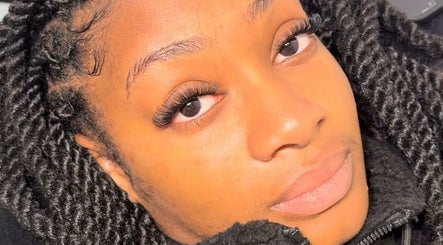 Close-up of a person with beautifully styled eyelashes at Brooke Paris Studios, London, England, GB.