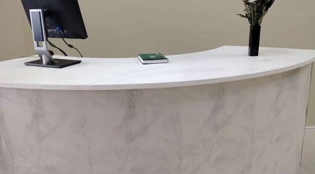 Refined reception desk at Nsix Hair Salon - Plumstead, Cape Town, Western Cape, ZA with sleek design.