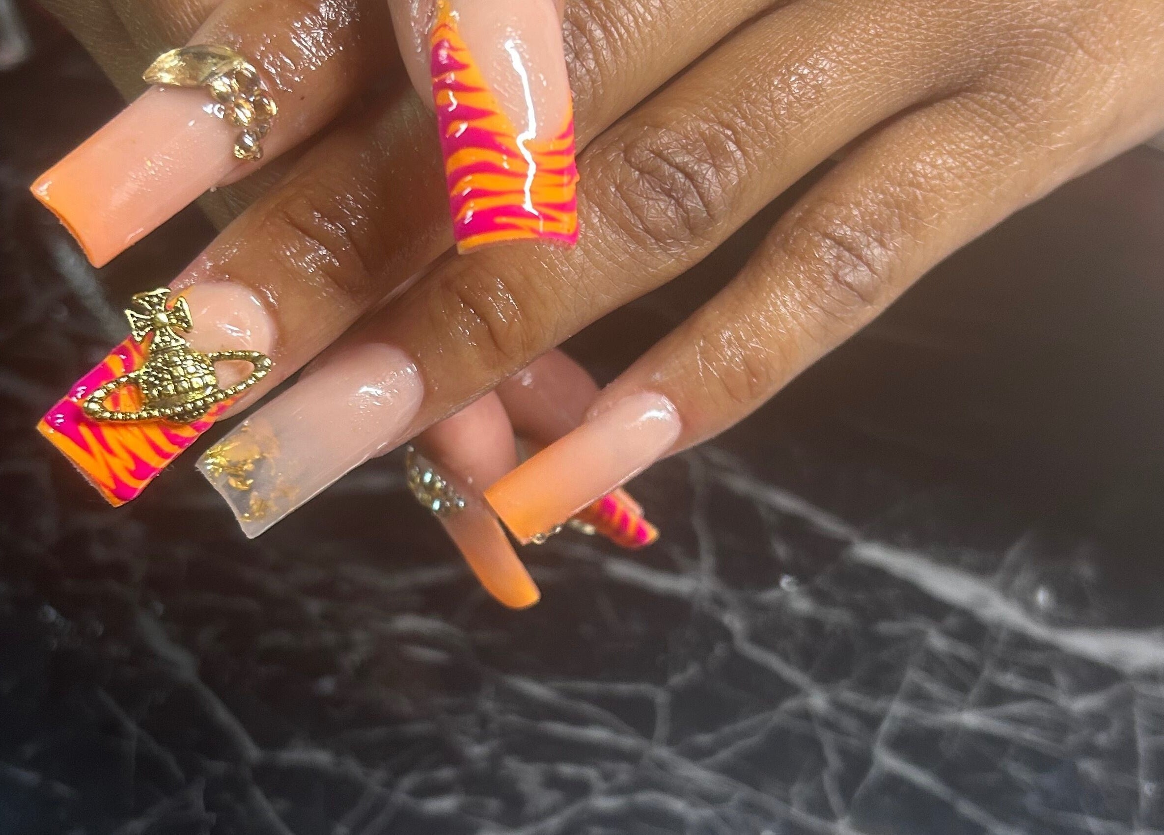 Elegant nail art with vibrant designs at Nails by Haylee, Virginia Beach, Virginia, US.