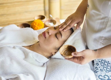 Relaxing facial massage at Flying Bamboo Spa, Bali, Bali, ID, enhancing your wellness experience.