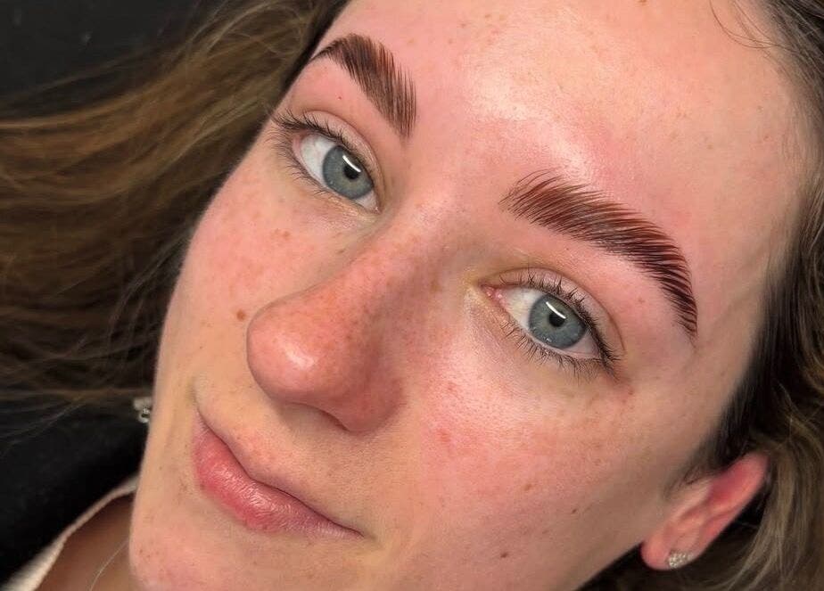 Close-up of expertly styled eyebrows at Elevate Lashes, Berkhamsted, England, GB offering brow services.