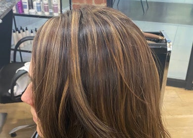 Freshly highlighted hair at Ilze at Makeup Madonna, Wellington, Western Cape, ZA.