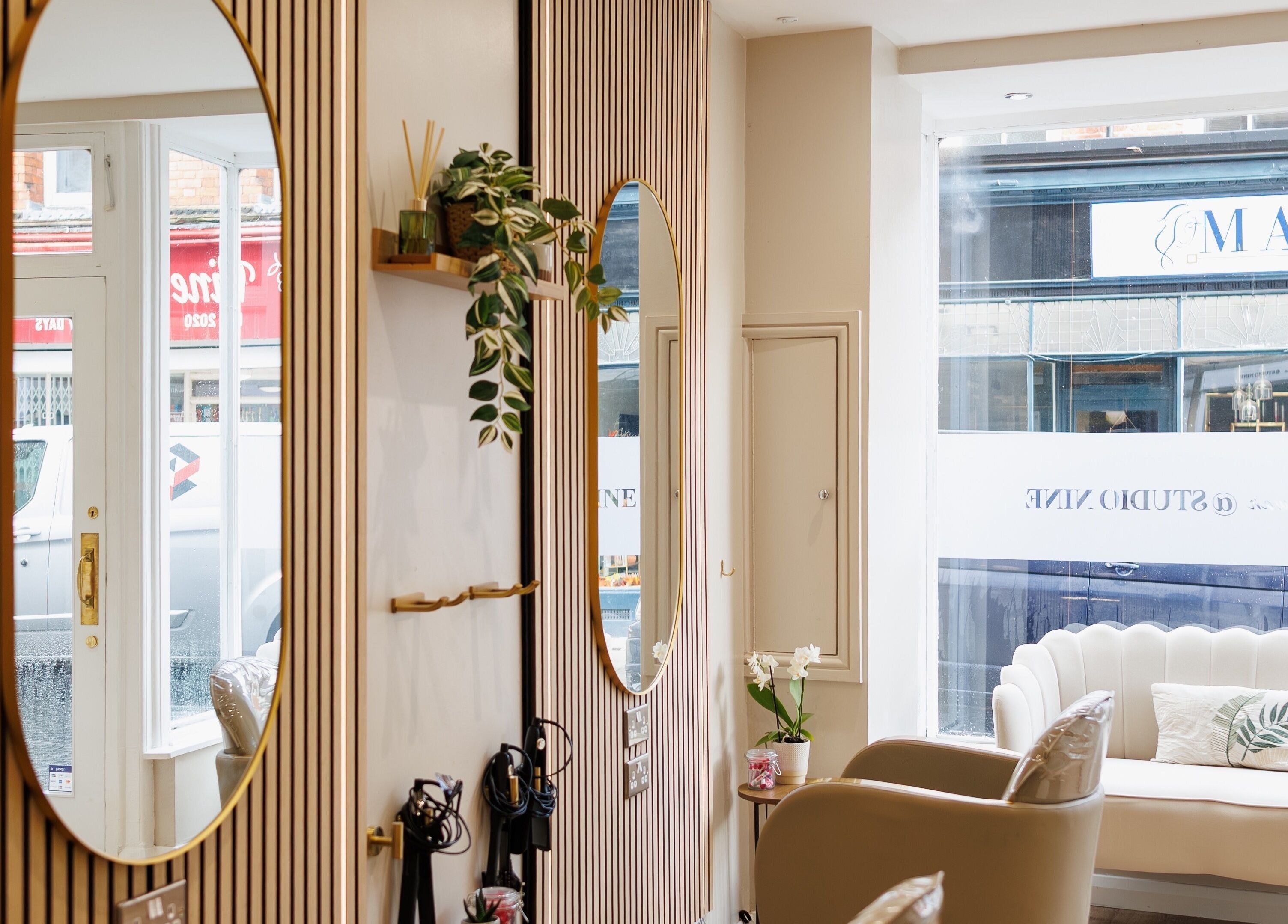 Stylish interior of Studio Nine with Louise McEwan in Newport, England, GB featuring elegant decor.