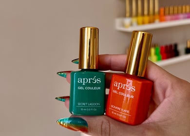 Two vibrant nail polish bottles at POSHROOM in Sabana Seca, Toa Baja, PR, showcasing vivid hues.