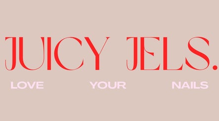 Juicy Jels logo in Melbourne, Victoria, AU, showcasing stylish red typography on a beige background.