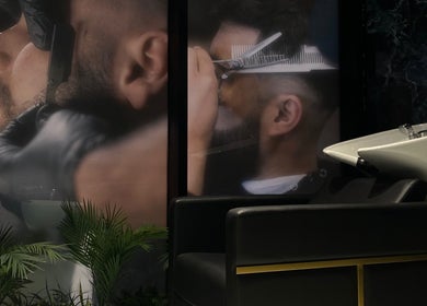 Fresh Fades Mens Barbershop interior with stylish decor and barbershop chair, Dubai, Dubai, AE.