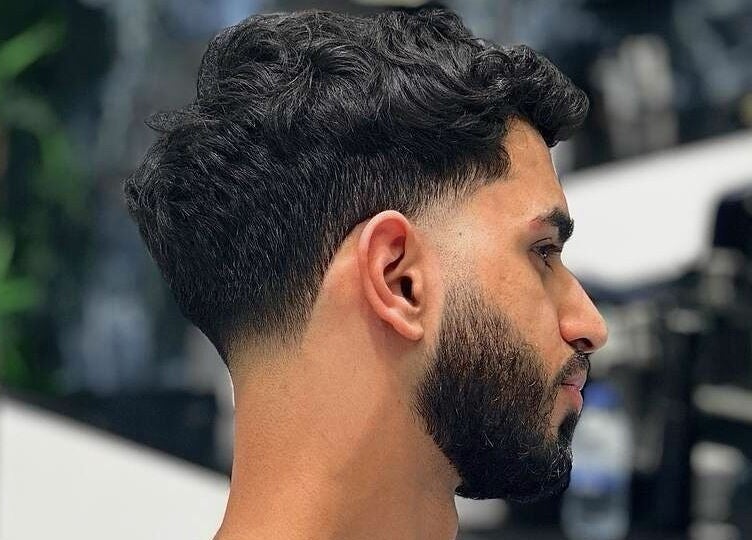 Close-up of a stylish fade haircut at Fresh Fades Mens Barbershop, Dubai, Dubai, AE.