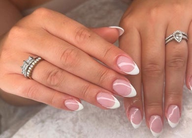 French manicure with diamond rings at Jessica Bentley Beauty, Brough, England, GB.