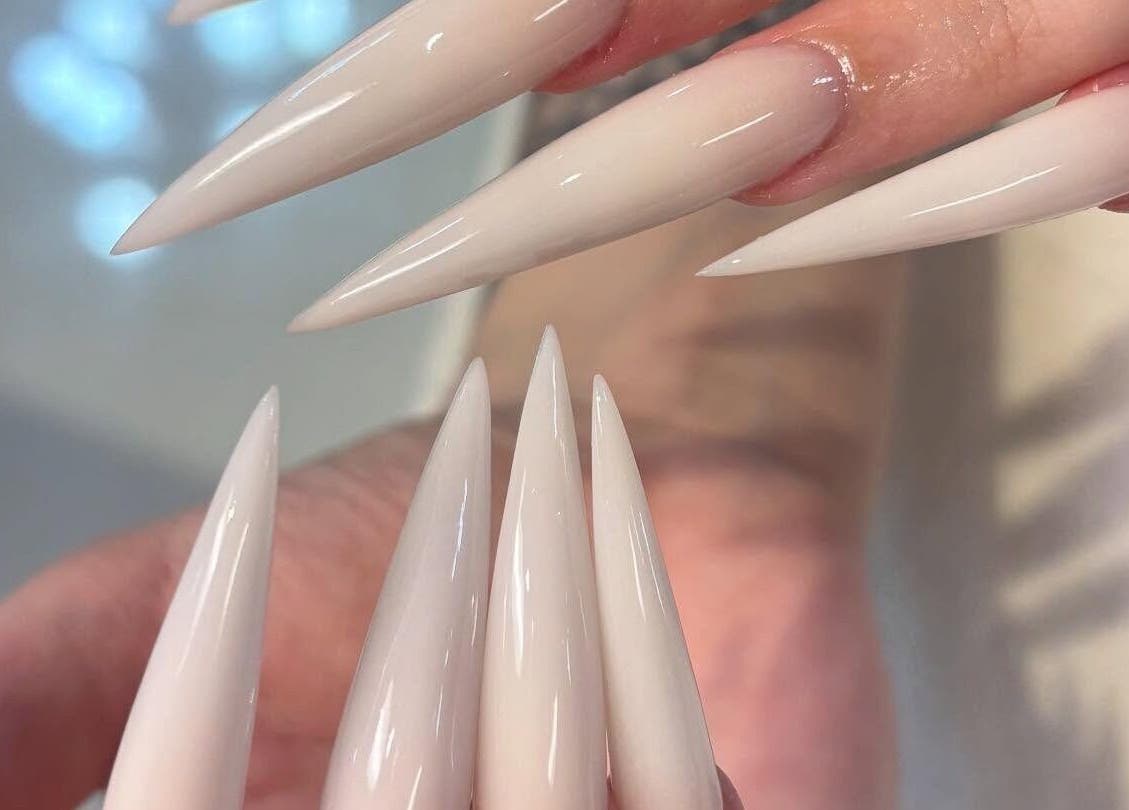 Stylish, pointed nail extensions at Elegant Nails and Spa, London, Ontario, CA.