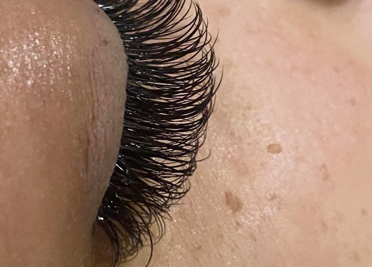 Close-up of voluminous eyelashes at Elegant Nails and Spa, London, Ontario, CA offering exquisite lash services.