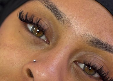 Close-up of styled lashes at By Beauty Academy, Manchester, England, GB.