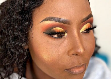 Stunning makeup artistry at Glamfair Beauty Bar, Randburg, Gauteng, ZA. Vibrant eye makeup and glowing skin.