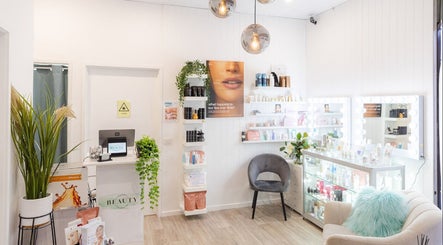 Relaxing interior of Katra Beauty with modern decor and beauty products in Kennington, Victoria, AU.