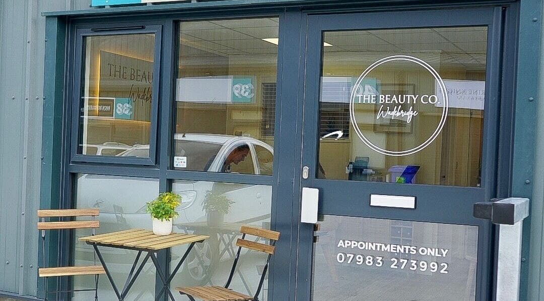 Entrance of The Beauty Co. Wadebridge with inviting seating, located in Wadebridge, England, GB.