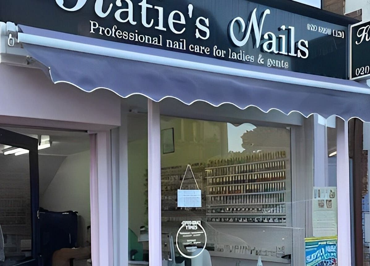 Entrance of Kaites Nails in Twickenham, England, showcasing a stylish storefront with welcoming signage.