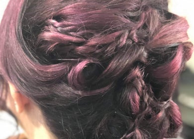 Intricate braided hairstyle at Zolot Hairdressing in Scotland, Scotland, GB.