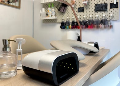 Manicure station at Nails by Hannah Morant, Falmouth, England, GB, showcasing tools and inviting setup.