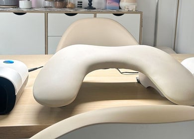 Comfortable nail station at Nails by Hannah Morant in Falmouth, England, GB, featuring modern tools.