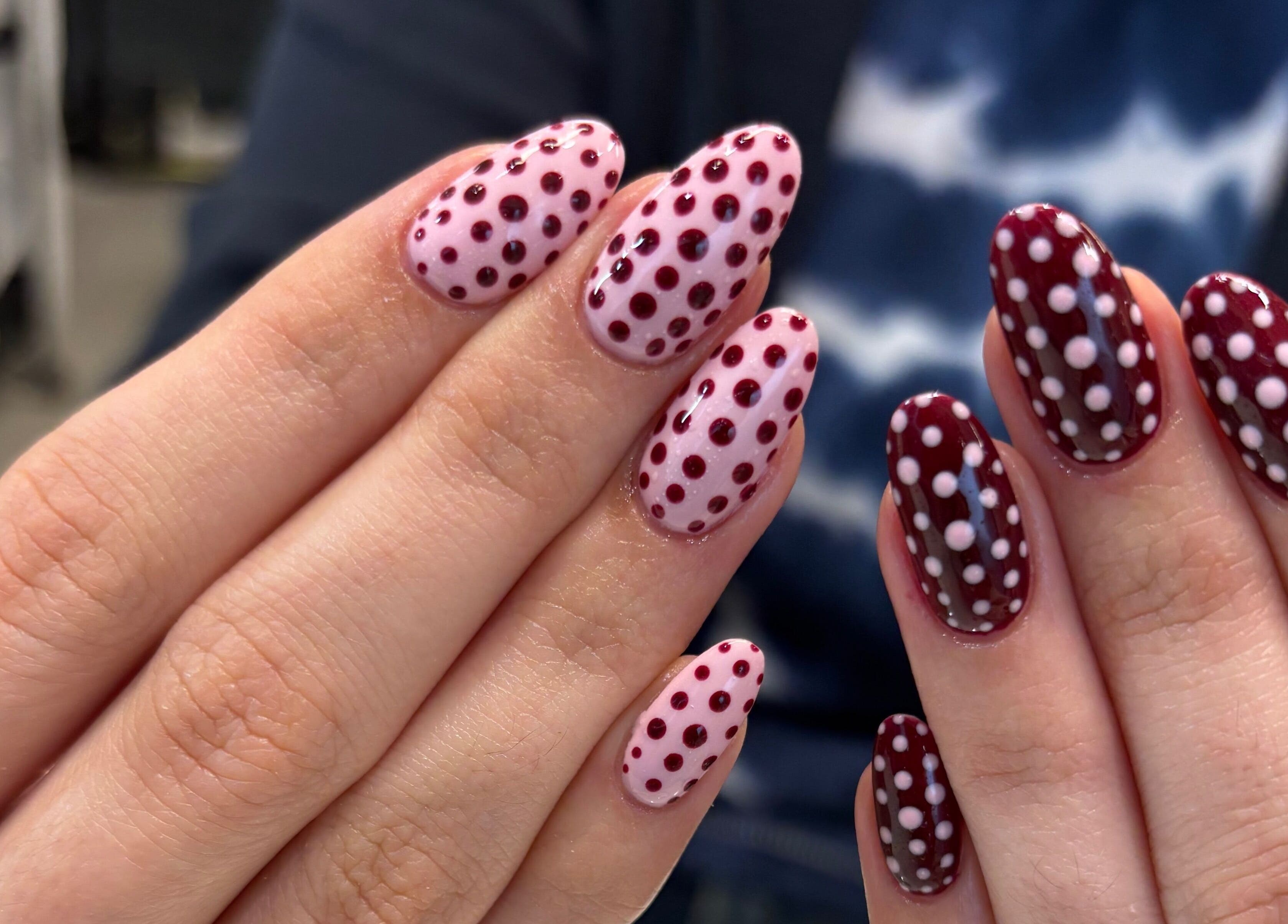 Elegant polka dot nails by Nails By Jamie, Applecross, Western Australia, AU.