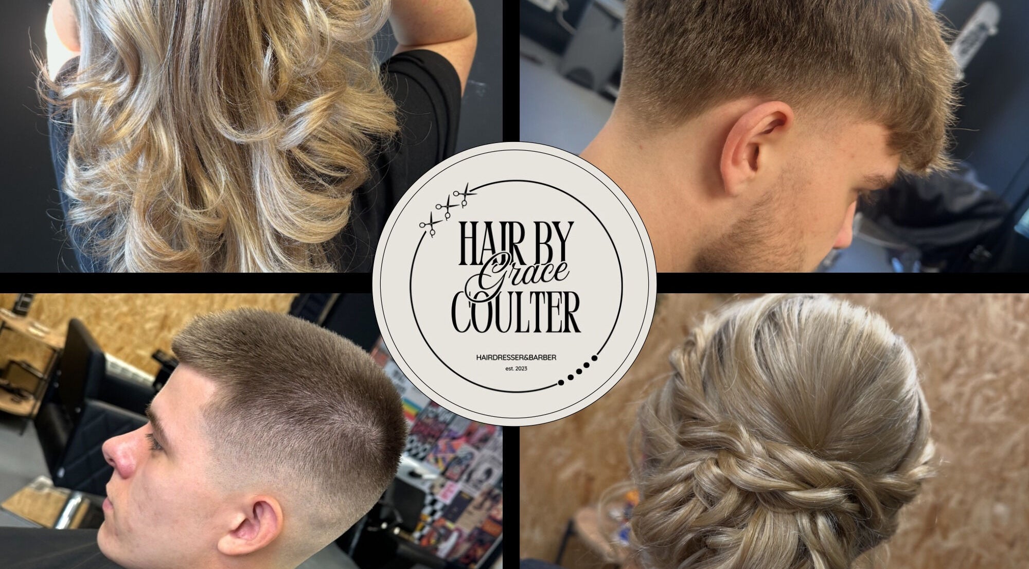 Diverse hairstyles at Hair by Grace Coulter, Douglas, IM showcasing expertise in beauty and style.