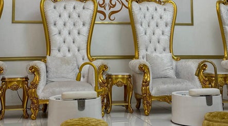 Elegant gold-accented pedicure chairs at Jaas Nails and Beauty, Cebu City, Central Visayas, PH.