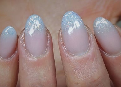 Elegant glitter gradient nails at Kel's Nailz, Bristol, England, GB.