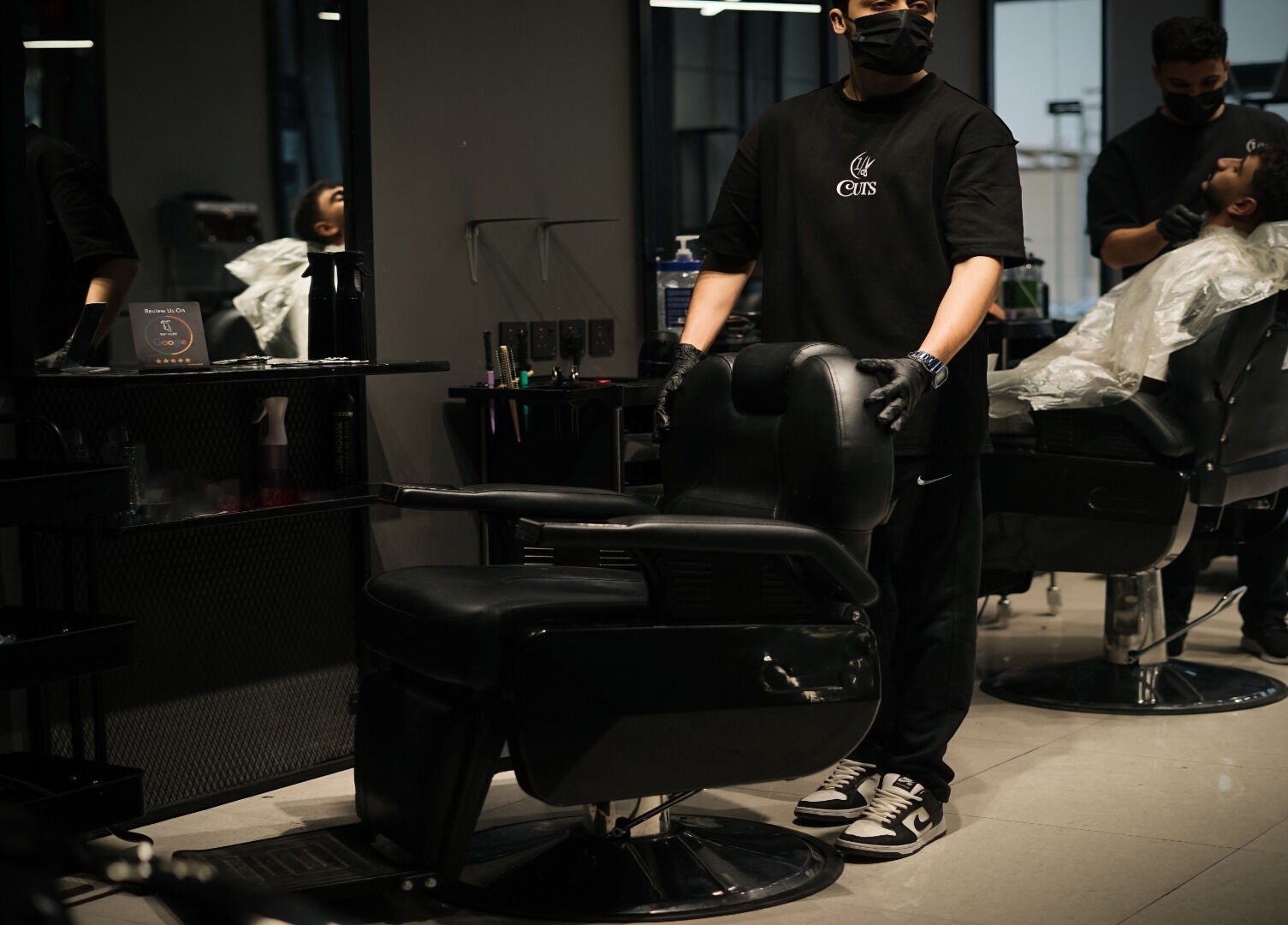 Modern interior of 1/2 Cuts Salon صالون هاف كت | Al Shifa in Riyadh, Riyadh Province, SA.