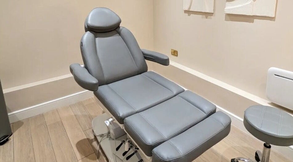 Luxurious treatment chair at Aestiva Clinic Sidcup, Sidcup, England, GB, showcasing comfort and elegance.