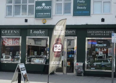 Front view of shops near Helen Wright Sports Massage Therapist in Derby, England, GB.