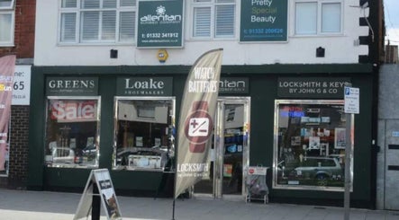 Exterior view of Helen Wright Sports Massage Therapist in Derby, England, GB, showcasing vibrant shopfronts.