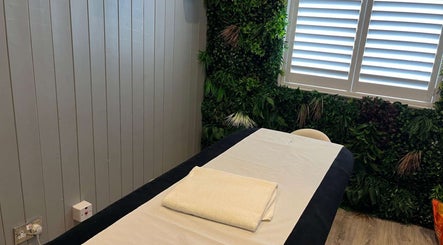 Massage room with serene decor at Helen Wright Sports Massage Therapist, Derby, England, GB.