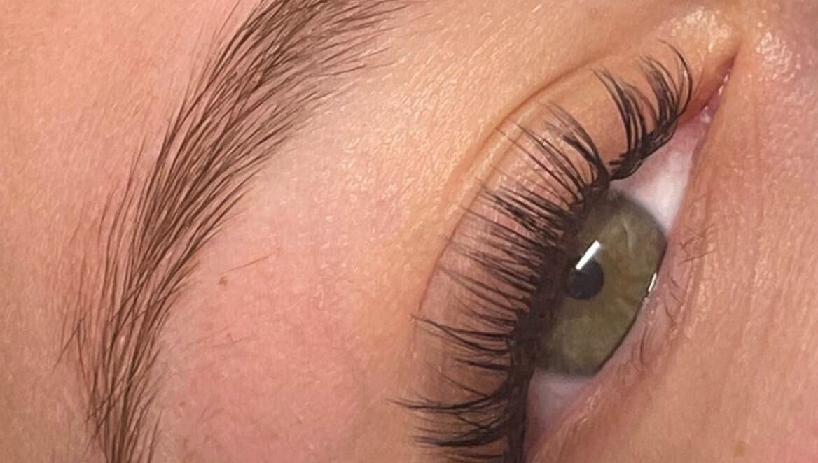 Close-up of expertly done eyelashes at Duco Beauty, Herne Hill, Victoria, AU.