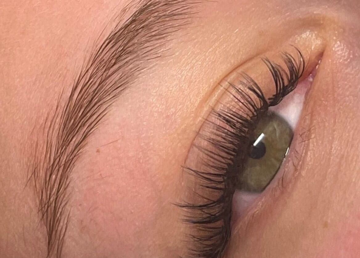 Close-up of expertly done eyelashes at Duco Beauty, Herne Hill, Victoria, AU.